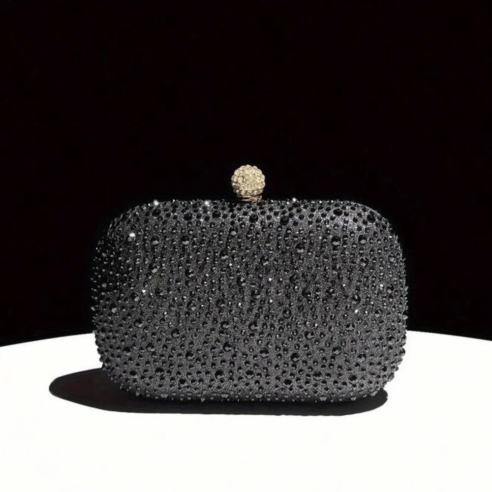 Elegant Gold Crystal Evening Clutch